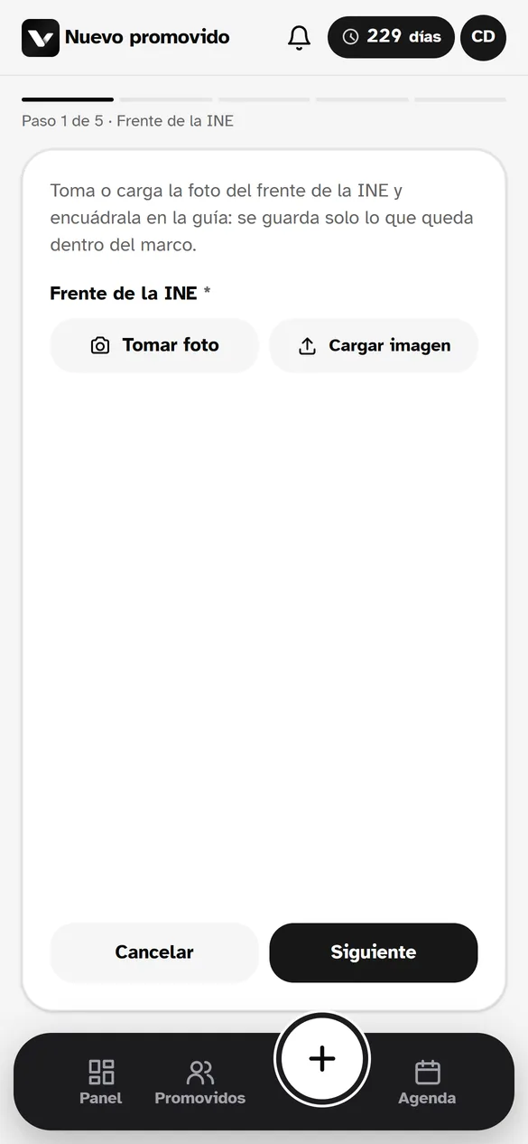 Captura de un promovido con la foto de la INE